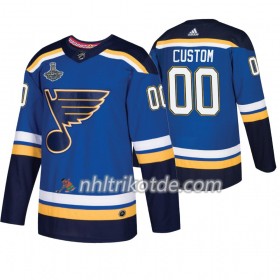 St. Louis Blues Trikot Custom Adidas 2019 Stanley Cup Champions Royal Authentic - Herren